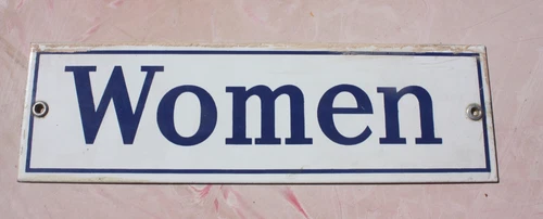 Vintage Antique WOMEN Porcelain Sign Restroom Bathroom Gas Station Blue Ladies