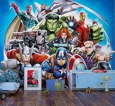 Avengers Carta da Parati Camera da Letto 360x270cm Marvel Murale + Senza Adesivo