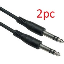 Black 15ft 1/4 TRS stereo Pro audio Balanced patch cable instrument cord - 2pc