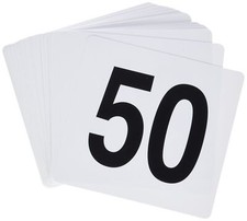 1-50 Plastic Table Numbers, White, Black