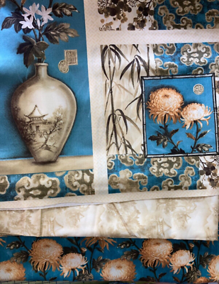South Seas Silk Garden Quilt Fabric SET Panel one yard cut