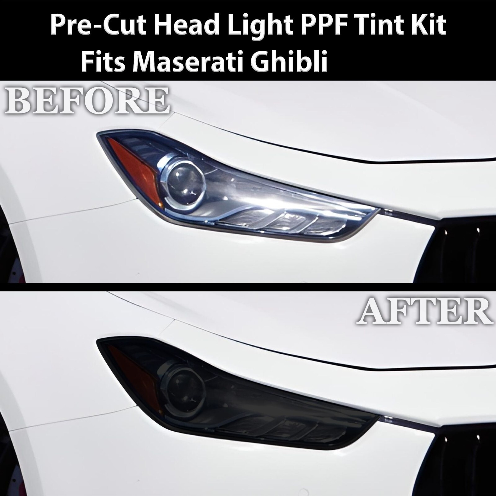 Fits Maserati Ghibli 14-20 Tail Light Precut Smoked PPF Tint Headlight Film