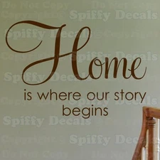 HOME IS WHERE OUR STORY BEGINS Quote Vinyl Wall Decal Sticker Decor Lettering