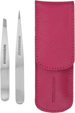 Petite Tweeze Set with Travel Case - Point and Slant Tweezers,