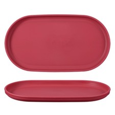 2Pcs Fast Food Serving Trays 9.4x5.1" Oval Trays Rose Red