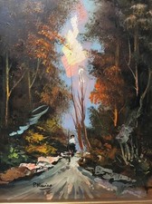 ♣️  Vecchio dipinto materico olio su faesite firmato Nel bosco No Renato Natali 