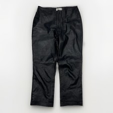 Vintage 90s Hugo Buscati Black Leather Crop Pants Biker Club Women 8 Read