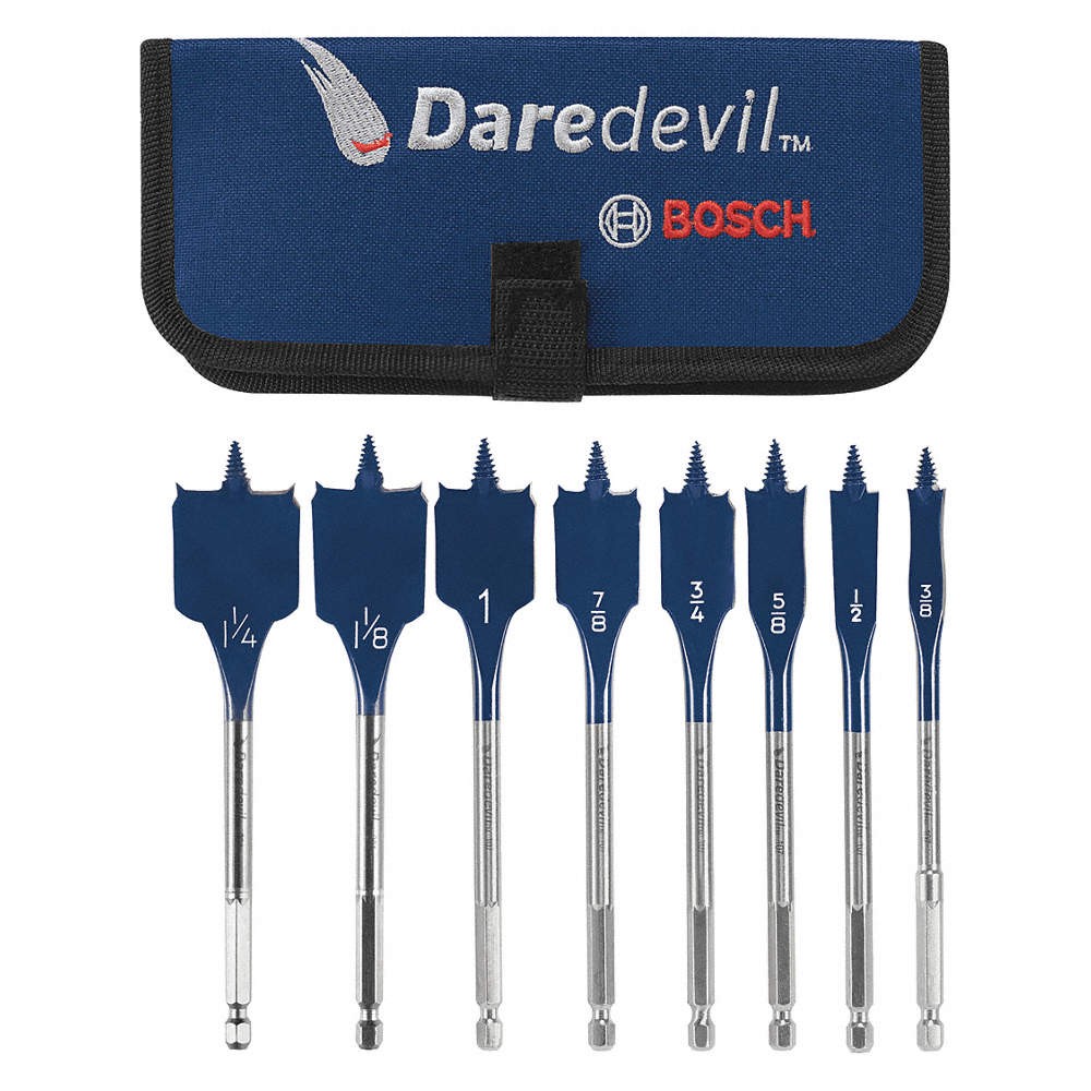 BOSCH DSB5008P Spade Blade Drill Set,8pc,Carbon Steel 53DM23