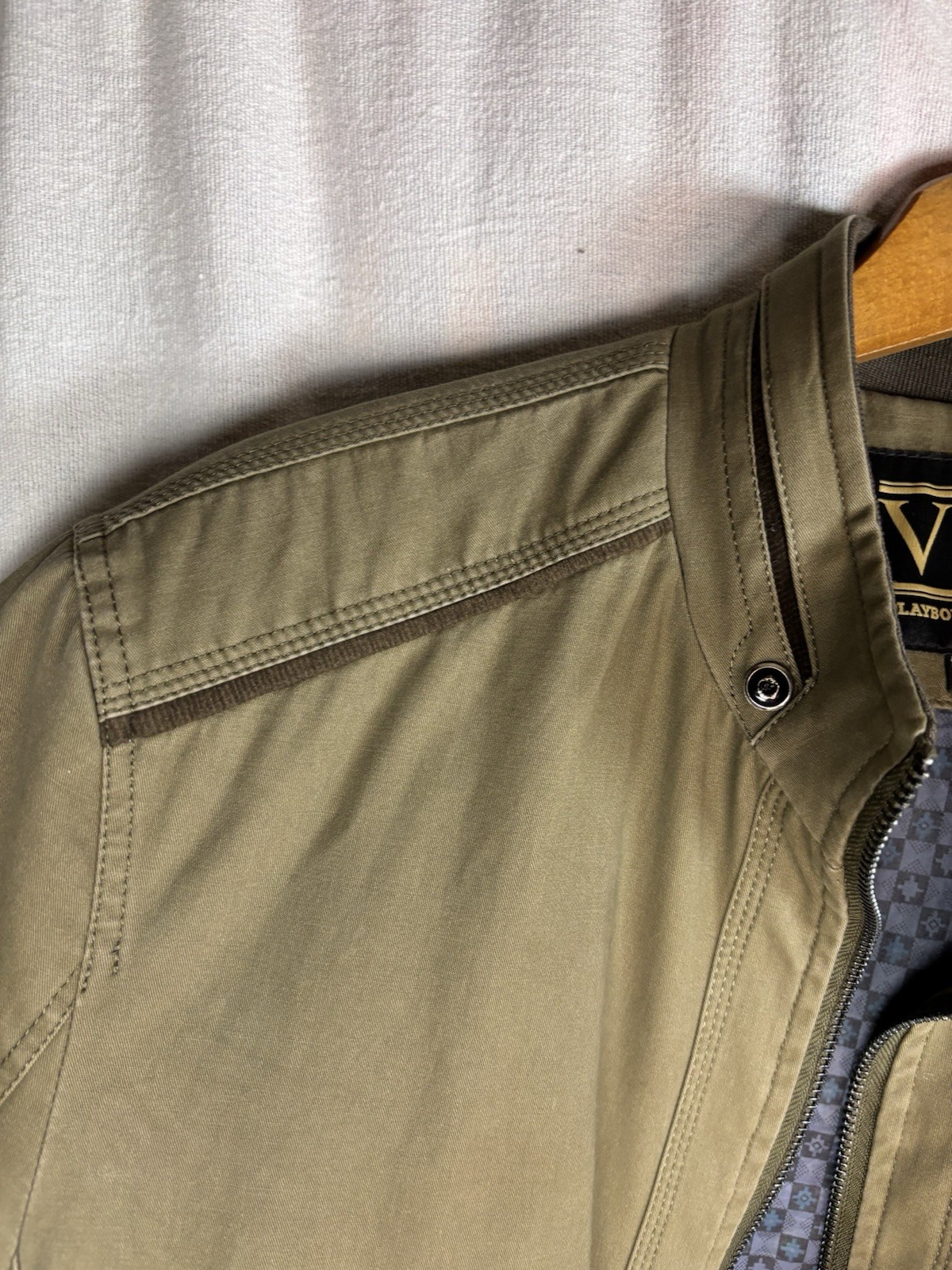 Playboy Collection Zip Up Jacket Large Green Bomb… - image 12