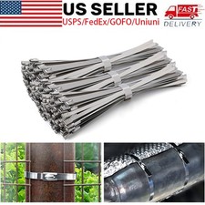 100 Pcs Metal Zip Ties Stainless Steel Heavy Duty Self-Locking Cable Ties