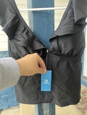 CUPSHE NWT black Tankini, Sz Small, Ruffles On Shoulders