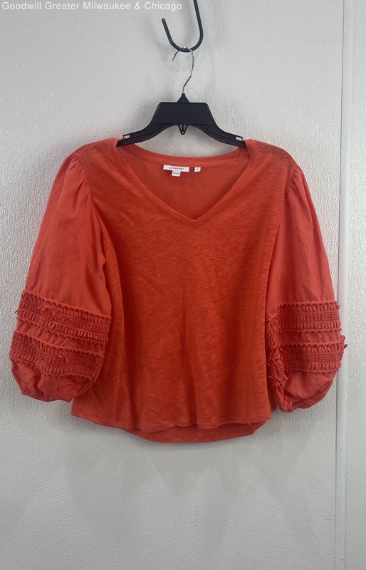 NWT Chico's Women Orange Puffy Sleeve Pullover Top Size 0 (Small)