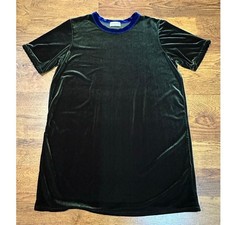 Drifter Velvet Two Tone Mini T Shirt Dress Women's Large Green Blue Retro Unique