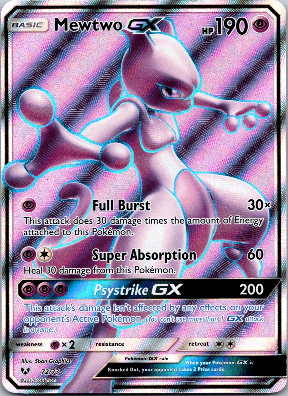 Mewtwo GX (Full Art) Shining Legends 72/73 NM
