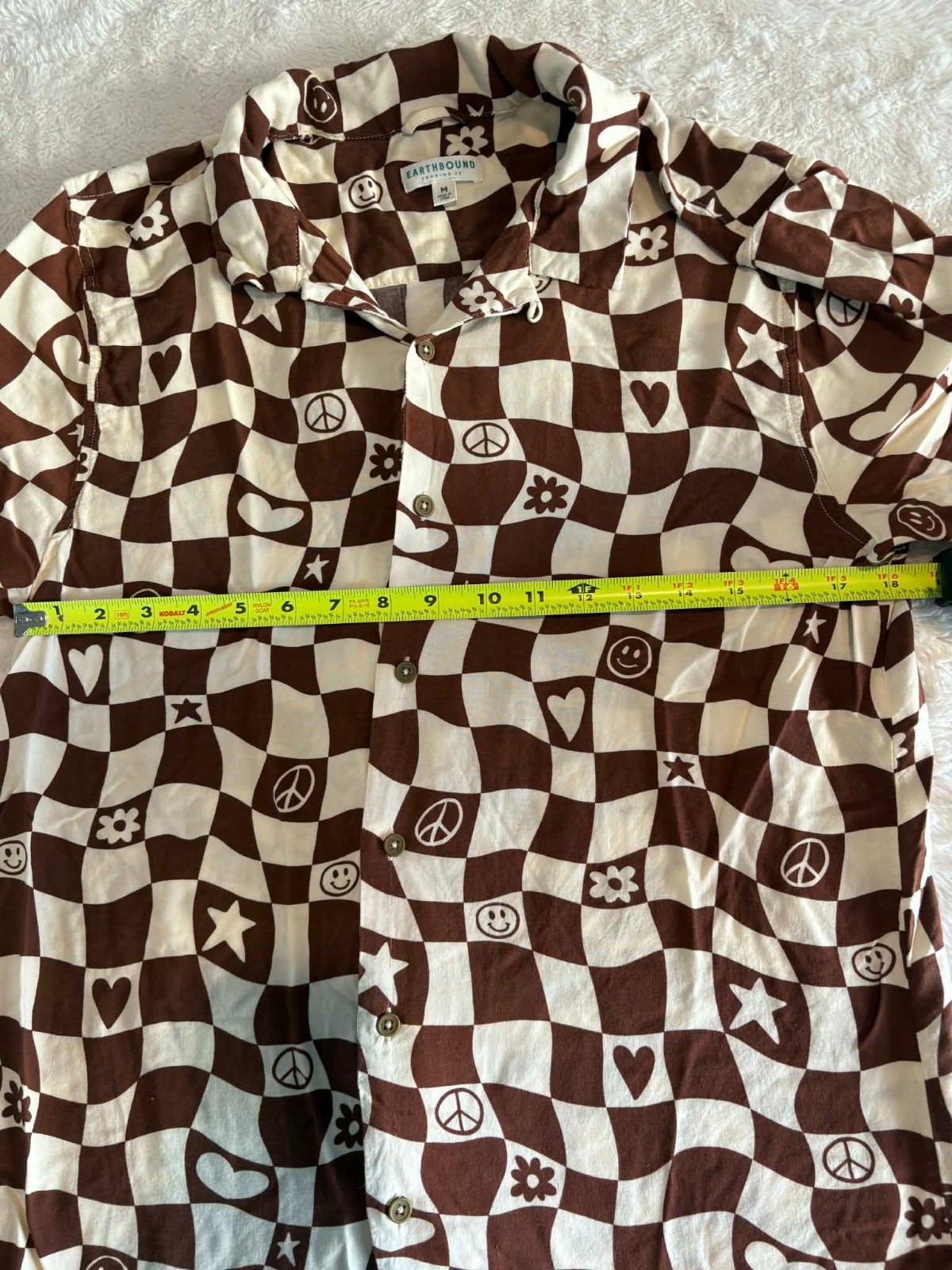 Earthbound Button Up Checkered Pattern Hippie The… - image 2