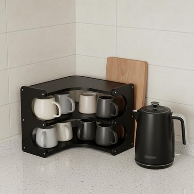 Schwarz Eck Organizer Regal Multifunktional 2 Ebenen Arbeitsplatte Regal Barrierefrei