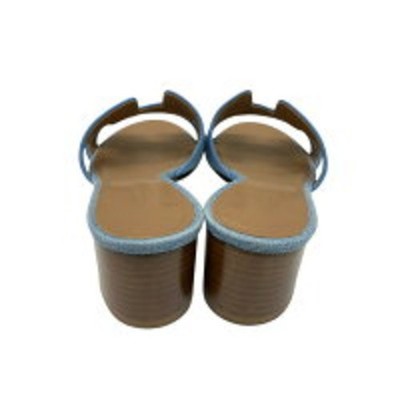 HERMES Oran Mule sandals shoes #37 denim Blue Used Women Hermès