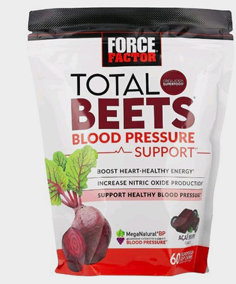 Force Factor Total Beets Blood Pressure & Heart Soft Chews, Acai, 60 Ct