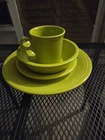 Fiestaware Green Ceramic Four-Piece Dinner Set Lead-Free Glossy Art Pottery USA