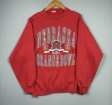 Vintage 90s 1995 Nebraska Corn Huskers Sweatshirt Crewneck Orange Bowl FedEx USA
