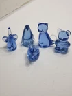 Lot Of 5 Fenton Cobalt Blue Art Glass Animal Figurines Bear Cat Penguin Rabbit