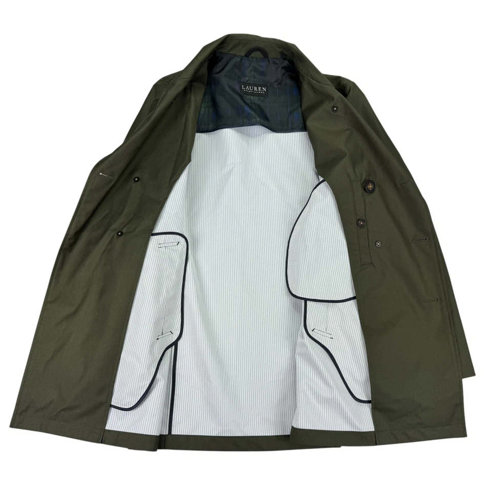 Lauren Ralph Lauren Mens Leighton Classic Fit Solid Rain Coat Olive Green 38S - Image 3 of 4