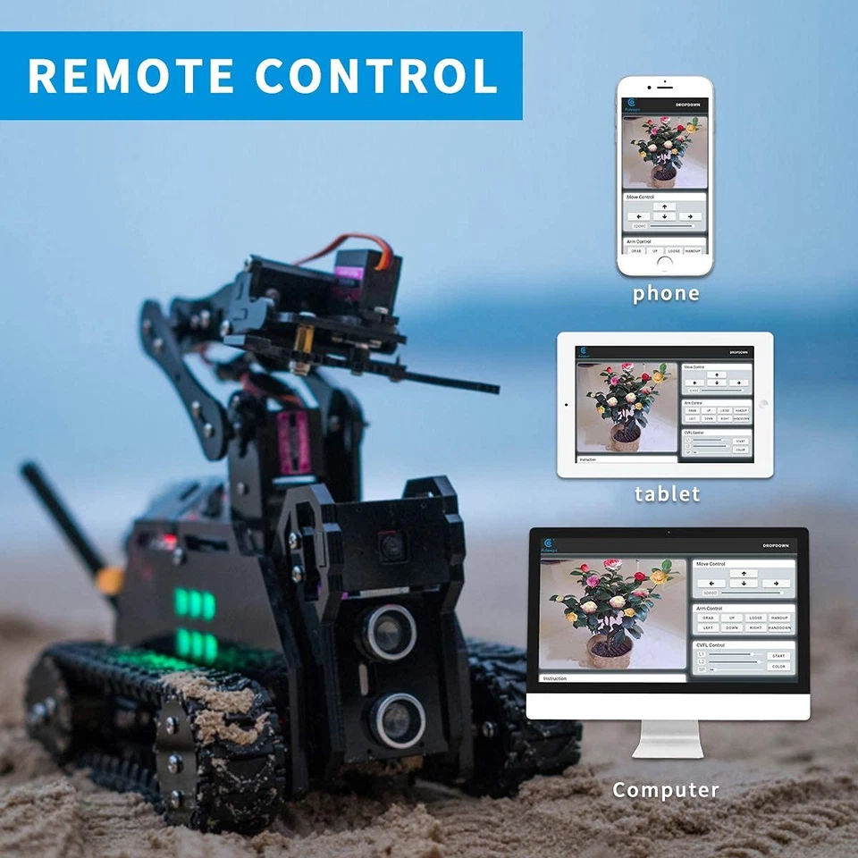 DIY Robot Model Kit for Raspberry Pi 4/3 Model B+/B WiFi Wireless Smart Robot... - Image 2 of 4