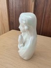 White Glossy Ceramic Religious Praying Girl Figurine, Bottom Mark M 6 — photo 8