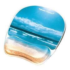 FELLOWES PHOTO GEL MOUSE PAD WRIST REST MICROB - SANDY BEACH 9179301 
