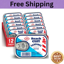 Beach Cliff Sardines in Water, Wild Caught, 3.75 oz Can, Pack of 12