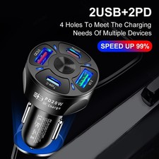 Fast Charging Car Charger with 4 Ports for For phone PD 20W Type C USB