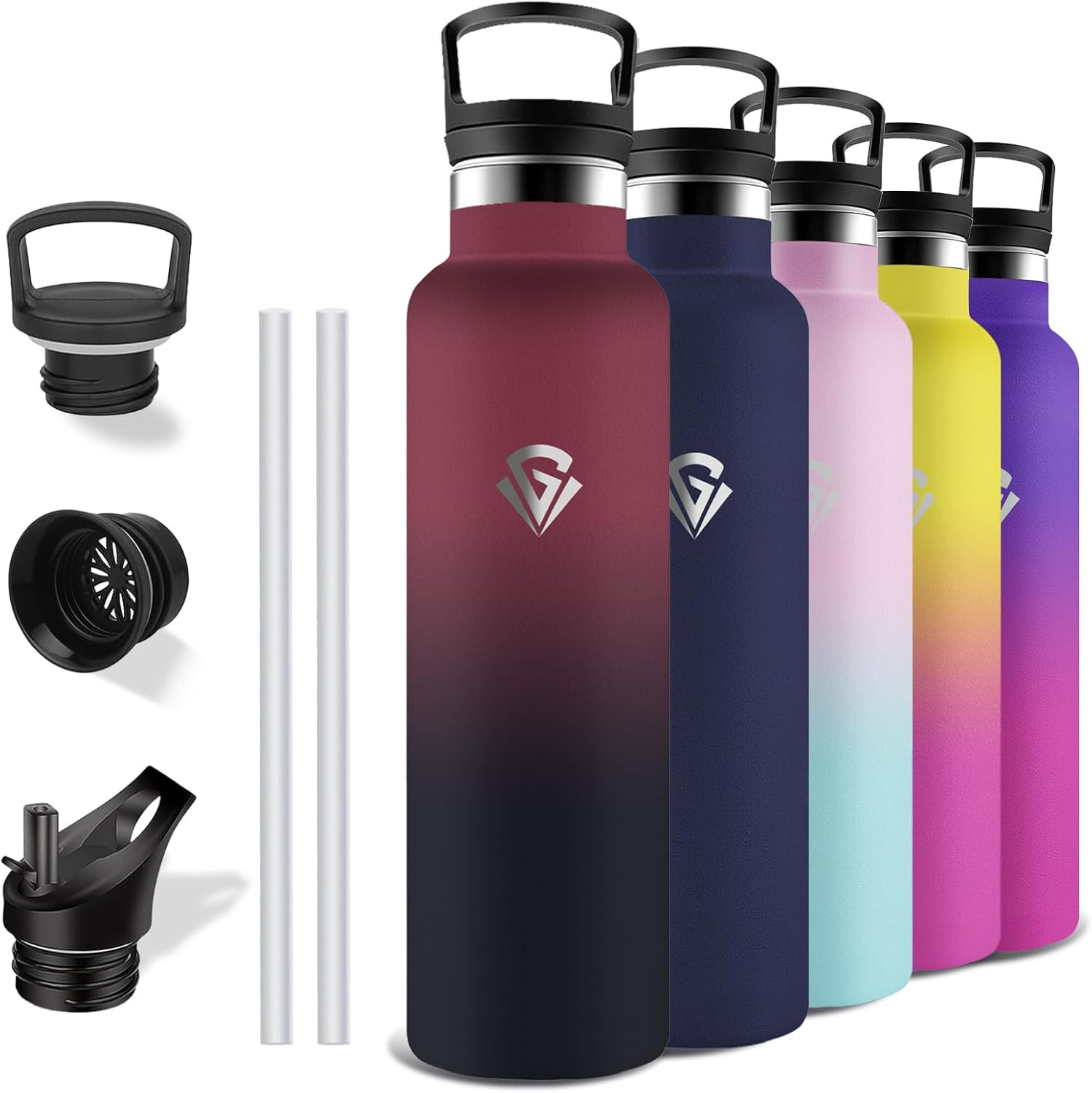 Grsta Botella Agua Acero Inoxidable, Botella Termica 1 litro, A Prueba de Fugas,