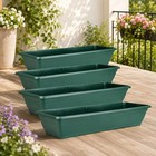 Set of 4 Large 72cm Green Garden Trough Planters Balcony Window Plant Box Pots