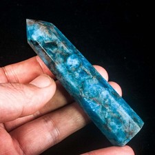 72g 89mm Blue Apatite Tower Natural Crystal Point Obelisk Healing Chakra Stone
