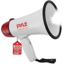 Pyle PMP37LED Portable Megaphone with Siren 30 Watts Voice Amplifier 800 Yards