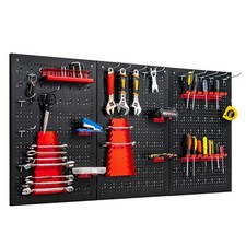 Pegboard Wall Organizer Kit 4 ft.Metal Toolboard W/ 3 Pegboards  25 Accessories