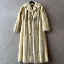 Luxurious Real White Mink Fur Long Coat Ivory High-End Department Store Order