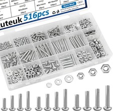 516 Pcs Nuts and Bolts Assortment Kit 21-Sizes Screws Bolts and Nuts Assortment 