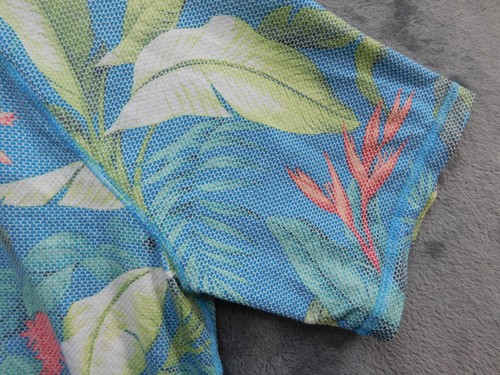Tommy Bahama Polo Shirt Mens Medium Blue Green Floral IslandZone Performance - Picture 3 of 14