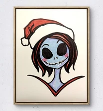 BirkeloART 9x12 Santa Sally-Jack Original Mixed Media Paper Wall Art