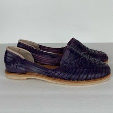 Zapatos sin cordones de cuero vegano Huarache hechos a mano para mujer 10 púrpura de Boho Artizan