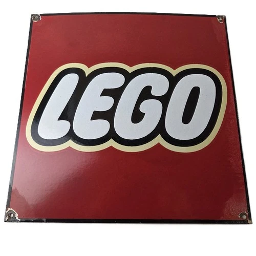 Vintage LEGO Logo Sign - Square Red Porcelain Enamel Advertising Sign