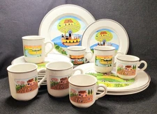 Villeroy & Boch  Naif  10 3/8" Dinner  & 8.25" Salad Plates & Cups LapLau Art