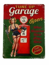 Blechschild  "Tune Up Garage" PinUp Tanken Zapfsäule Route66 Service 33x25cm NEU