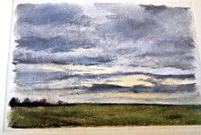 :FRANZ EHMKE *1928 -2018 BERLIN PASTELL REGEN ÜBER LÜBARSER FELDER