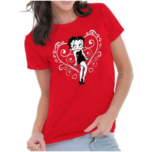 Betty Boop Vintage Cartoon Filagree Herz Damen Top Junior Grafik T-Shirt - Bild 8 von 9