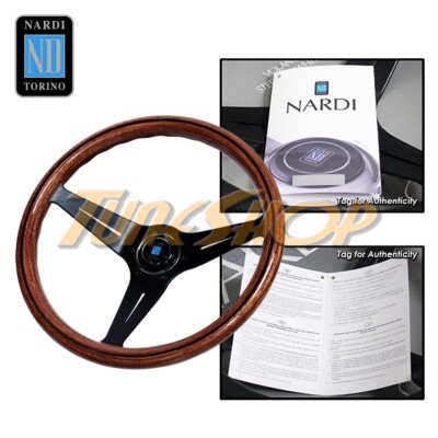 ITALY NARDI RALLY DEEP CORN 350MM STEERING WHEEL MAHOGANY WOOD WITH BLACK SPOKE