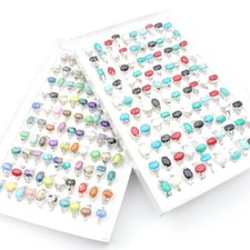 Wholesale 20pcs Vintage Rings For Women Natural Stone Turquoise Fashion Jewelry