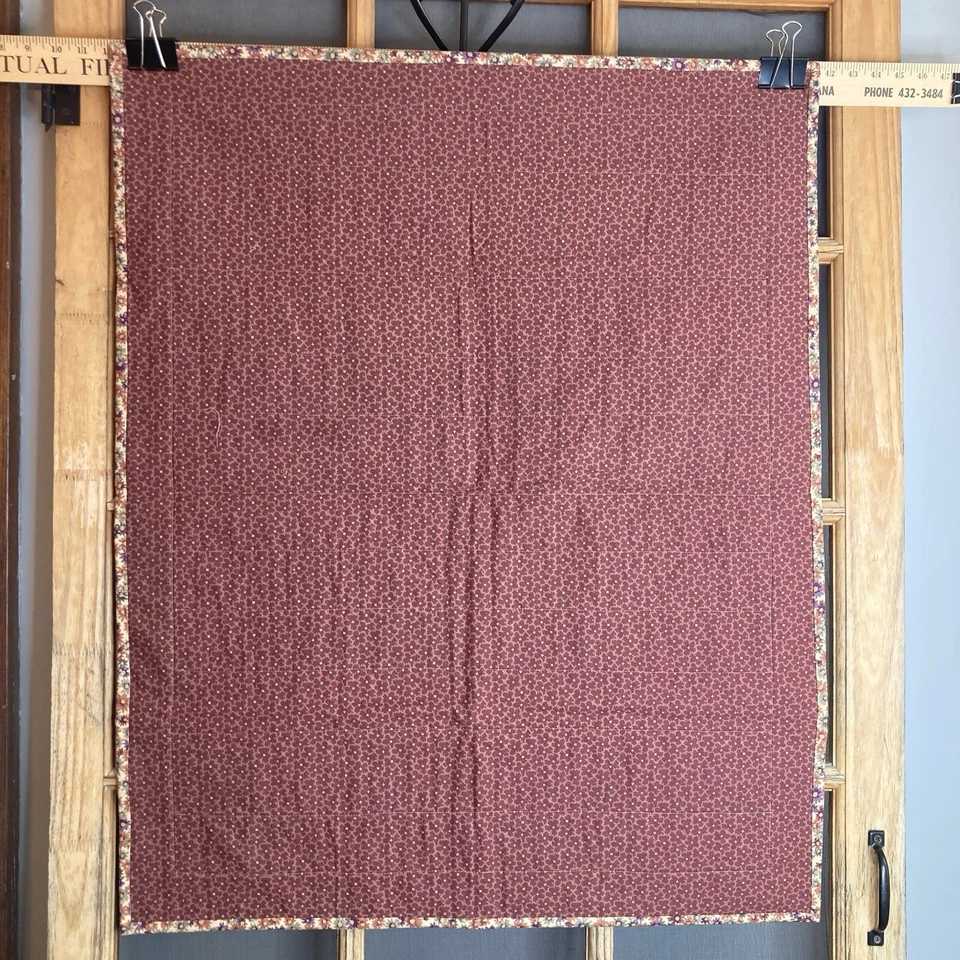 Patchwork Quilted Tablecloth Browns, Floral 29x36, Calico, Handmade - Image 3 of 4