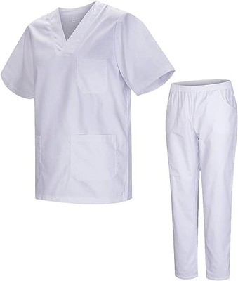 MISEMIYA Uniforms Unisex Scrub Top and Pants Work Set Mz-8178 White, 3XL